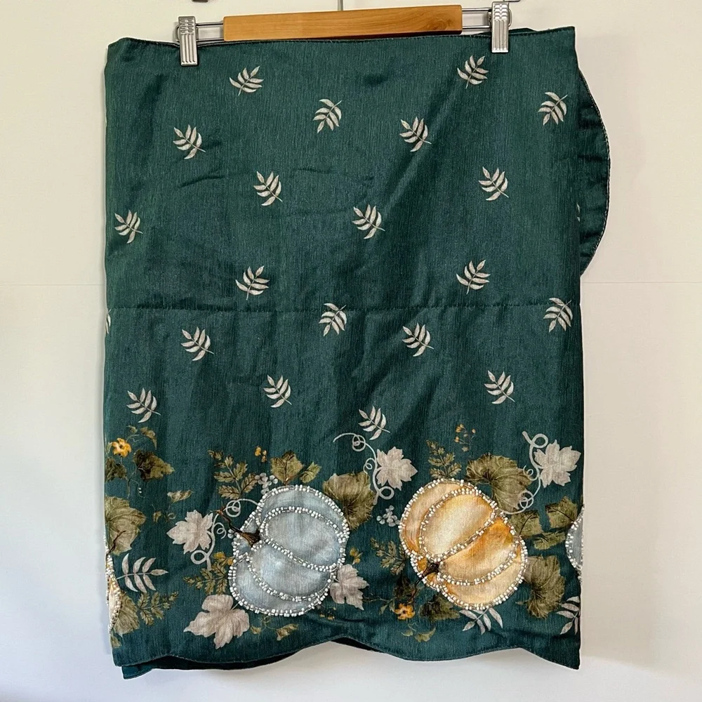 Rachel Zoe Beaded Pumpkin Fireplace Mantle or Sofa Table Scarf Approx: 78W x 26L